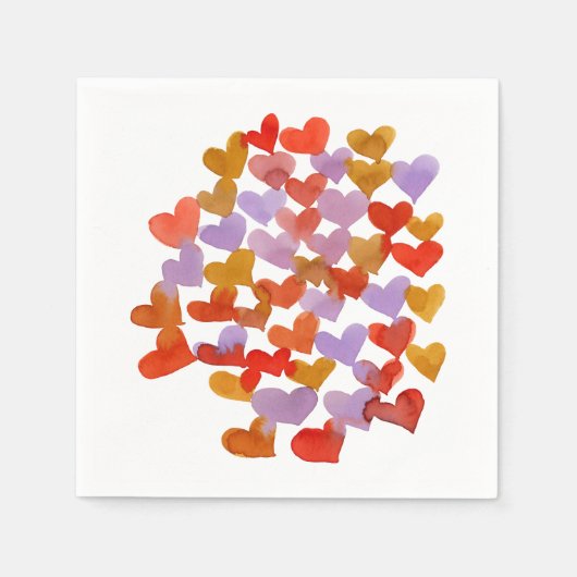Serviette En Papier Coeurs de fusion d'aquarelle - rétro (Devant)