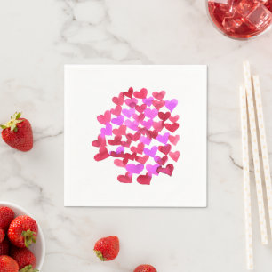 Serviette En Papier Coeurs de la Saint Valentin - rose et magenta