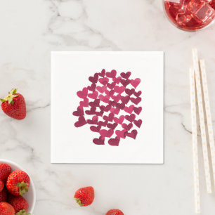 Serviette En Papier Coeurs de la Saint Valentin - viva magenta