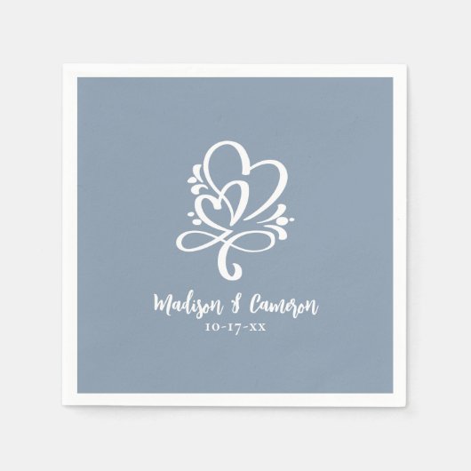 Serviette En Papier Coeurs de mariage élégant Calligraphie Chic Dusty  (Devant)