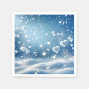 Serviette En Papier Coeurs de neige flottants