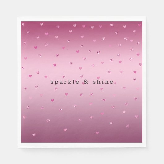 Serviette En Papier Coeurs de Parties scintillant en verre rose (Devant)