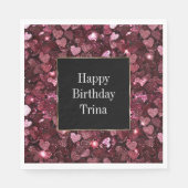 Serviette En Papier Coeurs de Parties scintillant rouge Bourgogne (Devant)