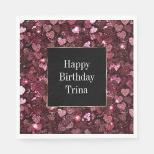 Serviette En Papier Coeurs de Parties scintillant rouge Bourgogne