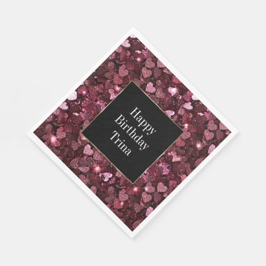 Serviette En Papier Coeurs de Parties scintillant rouge Bourgogne (Coin)