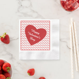 Serviette En Papier Coeurs de passion rouge brillant, motif romantique