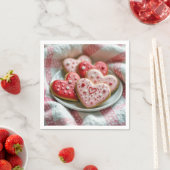 Serviette En Papier Coeurs de Saint Valentin Cookies (En situation)