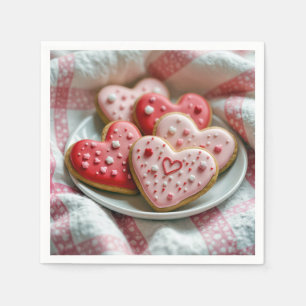 Serviette En Papier Coeurs de Saint Valentin Cookies