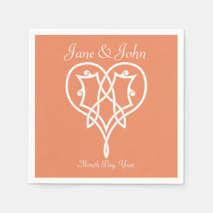 Serviette En Papier Coeurs de tissage celtique en corail serviettes