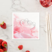 Serviette En Papier Coeurs de verre romantique Pétales Roses (En situation)