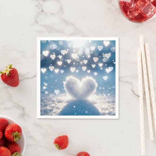 Serviette En Papier Coeurs des neiges de Noël (En situation)