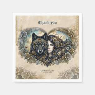 Serviette En Papier Cœurs d'Horlogerie : Le Lien Éternel du Loup et de