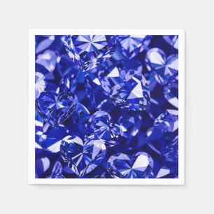 Serviette En Papier Coeurs Diamants en cristal bleu