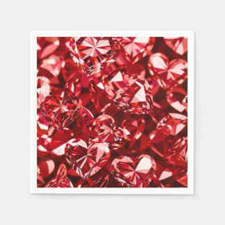Serviette En Papier Coeurs Diamants en Cristal Rouge
