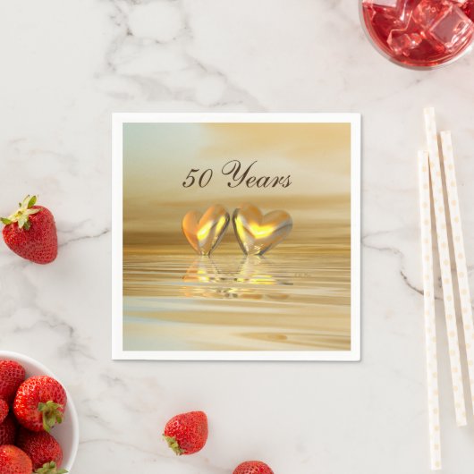 Serviette En Papier Coeurs d'or (En situation)