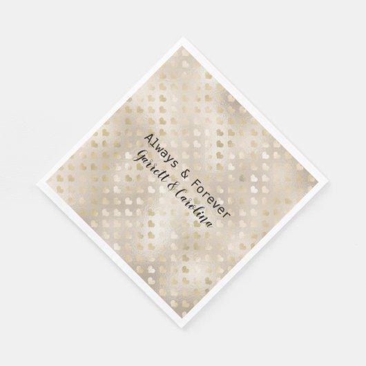 Serviette En Papier Coeurs d'or blanc (Coin)