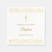 Serviette En Papier Coeurs d'or élégant Baptême Christening (Devant)