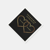 Serviette En Papier Coeurs d'or élégant et romantique Noir Personnalis (Coin)
