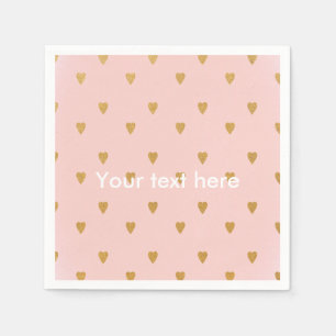 Serviette En Papier Coeurs d'or et filles roses serviettes de fête d'a