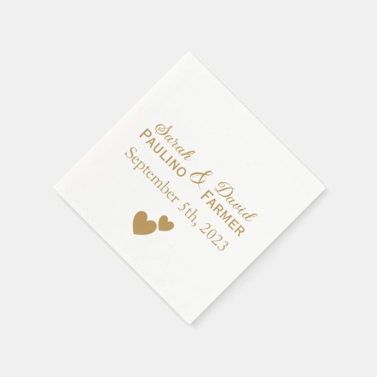 Serviette En Papier Coeurs d'or Mariage personnalisés (Coin)