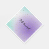 Serviette En Papier Coeurs d'or violet Aqua Ombre (Coin)