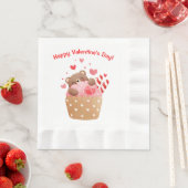 Serviette En Papier Coeurs d'ours Bonbons Valentine Cupcake (En situation)