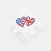 Serviette En Papier Coeurs du drapeau américain et britannique (Coin)