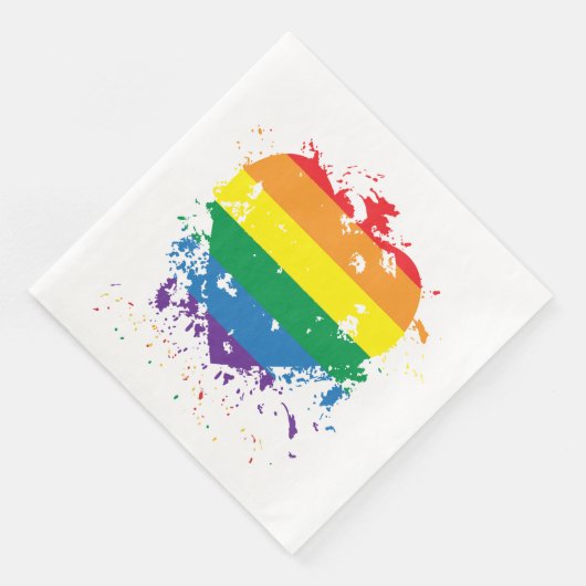 Serviette En Papier Coeurs du drapeau arc-en-ciel gay pride (Coin)