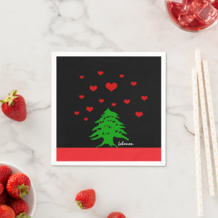 Serviette En Papier Coeurs du Liban & drapeau libanais mode / Amour