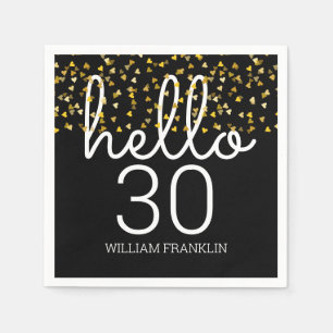 Serviette En Papier Cœurs en or pour tous les âges Bon anniversaire