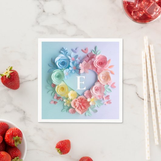 Serviette En Papier Coeurs En Papier, Fleurs, Papillons (En situation)