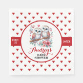 Serviette En Papier Coeurs et Chouettes rouges mignons (Devant)