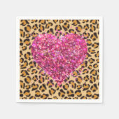 Serviette En Papier Coeurs et Empreintes de léopard roses pétillants (Devant)