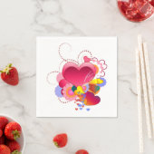 Serviette En Papier Cœurs et Fleurs (En situation)