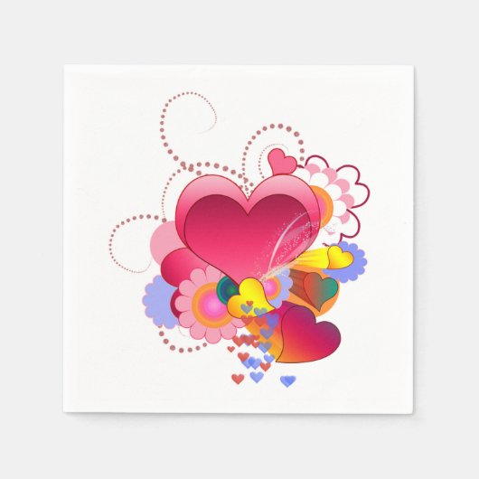 Serviette En Papier Cœurs et Fleurs (Devant)