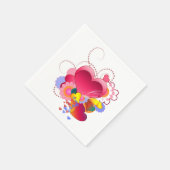 Serviette En Papier Cœurs et Fleurs (Coin)