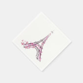 Serviette En Papier Coeurs et papillons roses Paris Tour Eiffel (Coin)