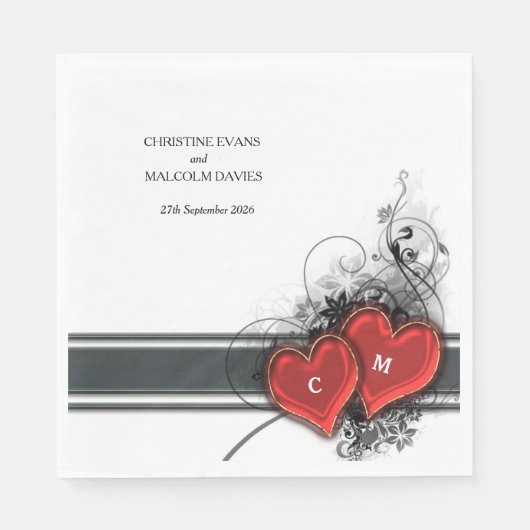 Serviette En Papier Coeurs et rouleaux (Devant)