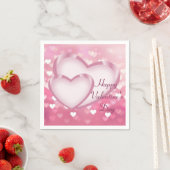 Serviette En Papier Coeurs étincelants roses Valentine's Day Napkins (En situation)