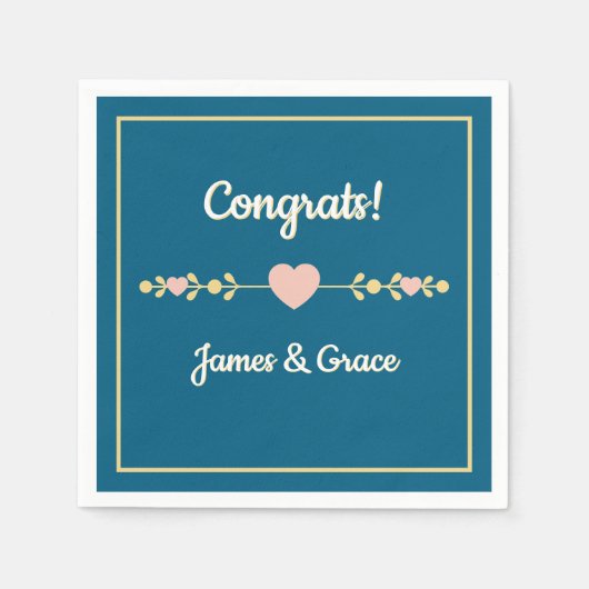 Serviette En Papier Cœurs ! Fête de fiançailles personnalisée (Devant)