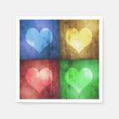 Serviette En Papier Coeurs grunges modernes colorés (Devant)
