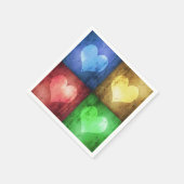 Serviette En Papier Coeurs grunges modernes colorés (Coin)