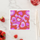 Serviette En Papier Coeurs les années 70 rétro des années 60 (En situation)