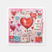 Serviette En Papier Coeurs lunaires et lettres d'amour Motif (Devant)