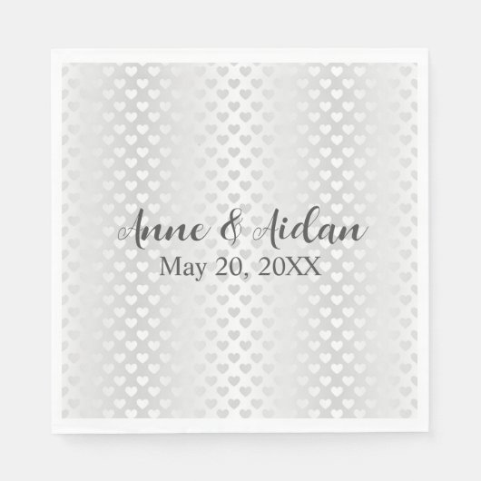 Serviette En Papier Coeurs Mariages blancs chatoyants (Devant)