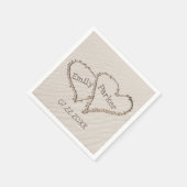 Serviette En Papier Coeurs mariages dans le sable de plage (Coin)