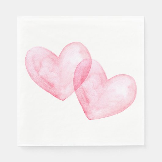 Serviette En Papier Coeurs mignons Aquarelle rose Mariage de coeur (Devant)