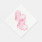 Serviette En Papier Coeurs mignons Aquarelle rose Mariage de coeur (Coin)
