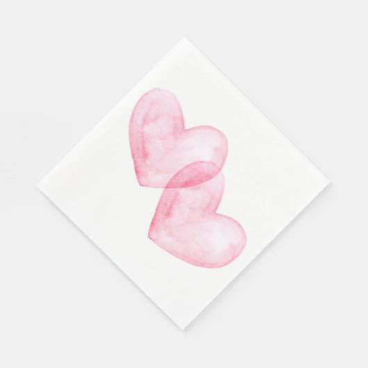 Serviette En Papier Coeurs mignons Aquarelle rose Mariage de coeur (Coin)