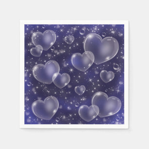 Serviette En Papier Cœurs Mignons Bulles Bleues Style Fille 90's